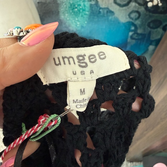 Umgee | Black Multicolor Crochet Fringe Sweater - Picture 8 of 8